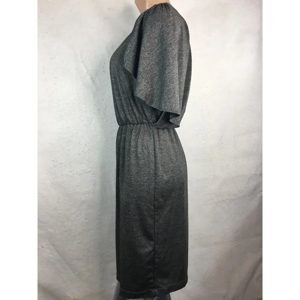 London Times Cape Sleeve Dress Mottled Gray Women's Size‎ 8